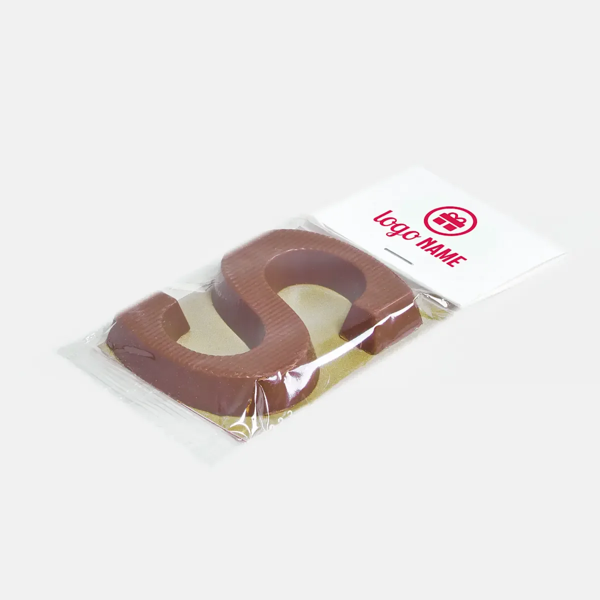 Chocoladeletter klein met gepersonaliseerd kaartje