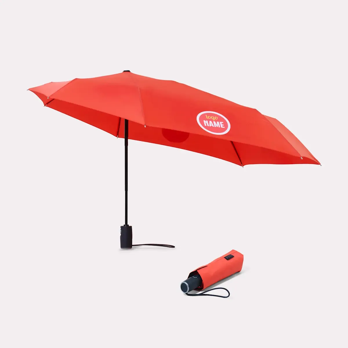 Eco Opvouwbare Stormparaplu 90 cm met Bedrukking - Automatisch Openen en Sluiten