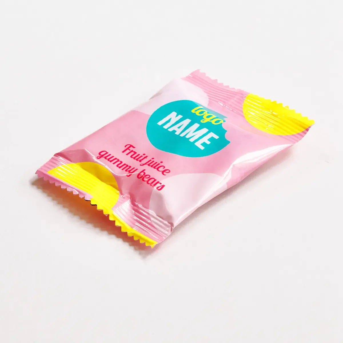Fruitgums met 25% fruitsap in bedrukt zakje