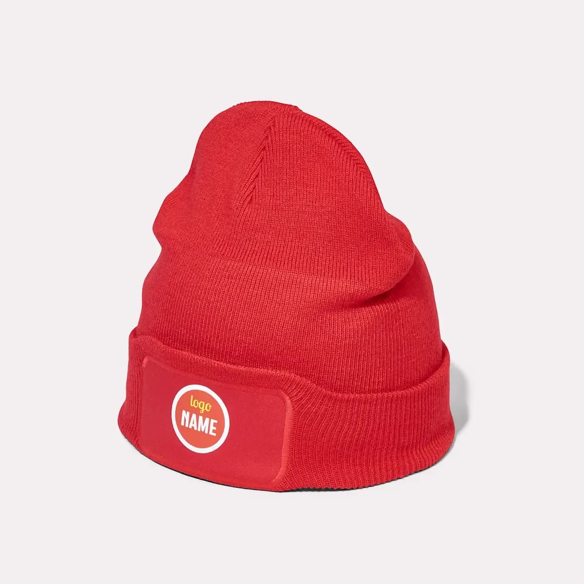 Gebreide muts met patch bedrukking