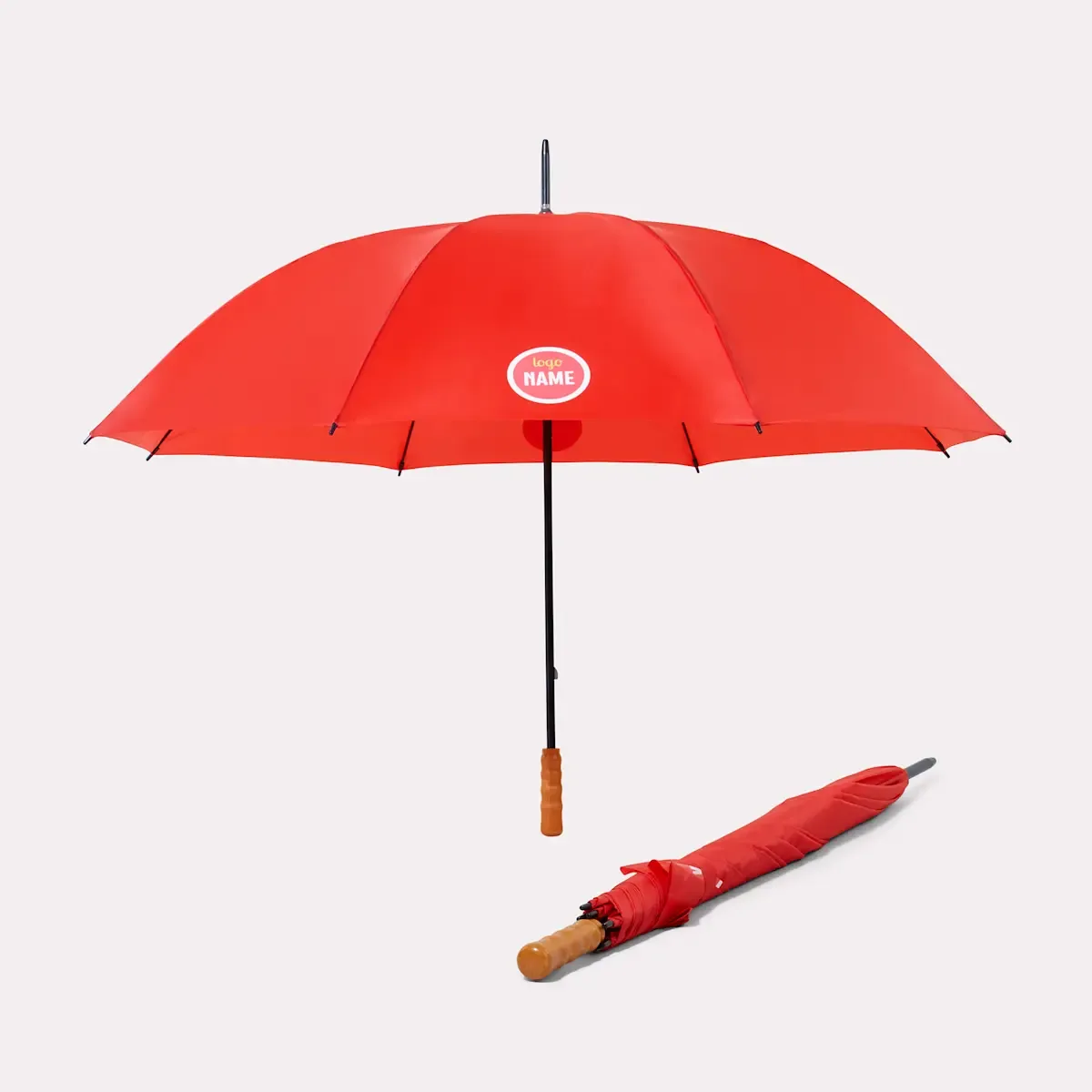 Golfparaplu Falconetti met houten handvat en bedrukking 130 cm