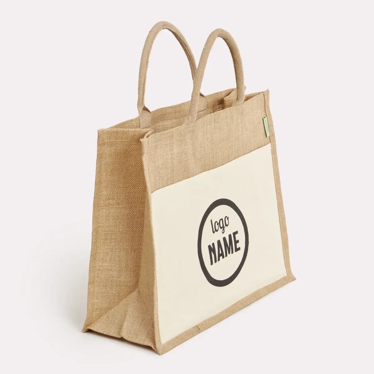 Jute tas met canvas voorvak - bedrukken voor duurzame promotie