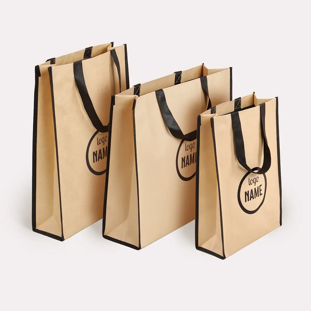 Non-woven shopper met bruin kraft - bedrukbare tas