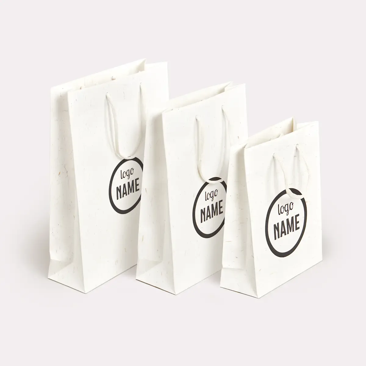 Luxe papieren tas met stro - wit gerecycled, bedrukbaar