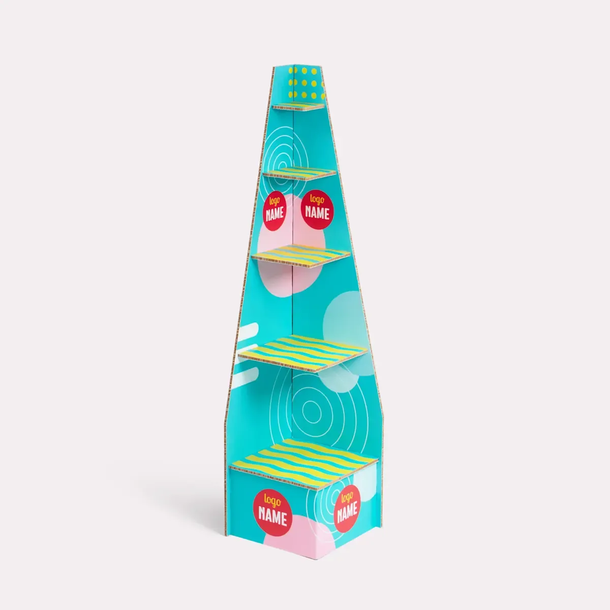 POS Display Piramide 370x1500 mm met Full Colour Bedrukking