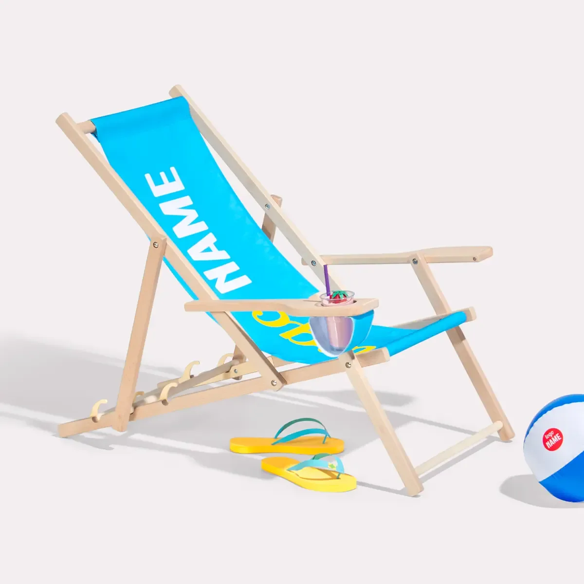 Bedrukte strandstoel met bekerhouder