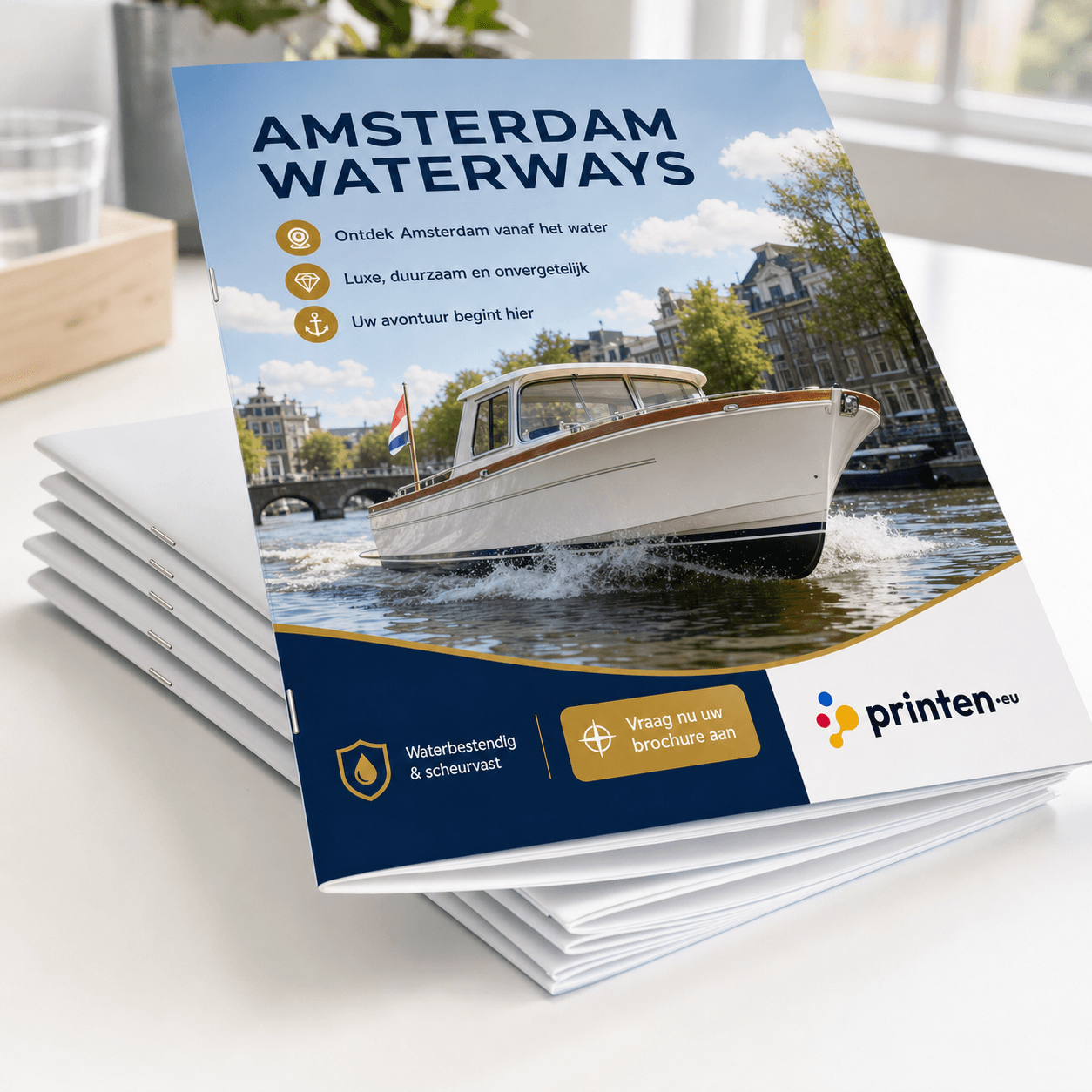 Scheurvaste geniete brochures in full colour