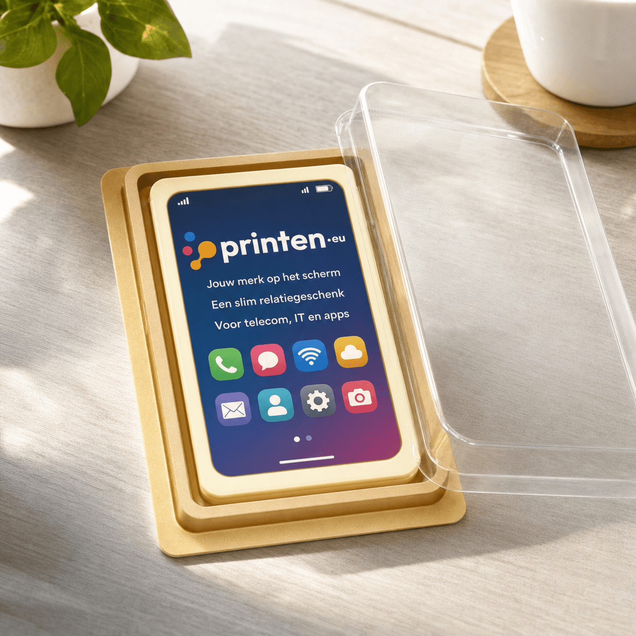 Chocolade telefoon-tablet met logo