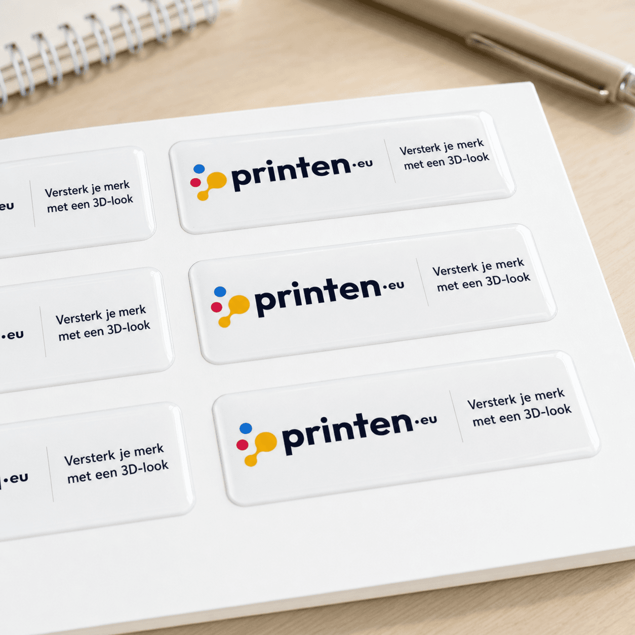 Doming stickers met reliëfglans – zelf vorm kiezen