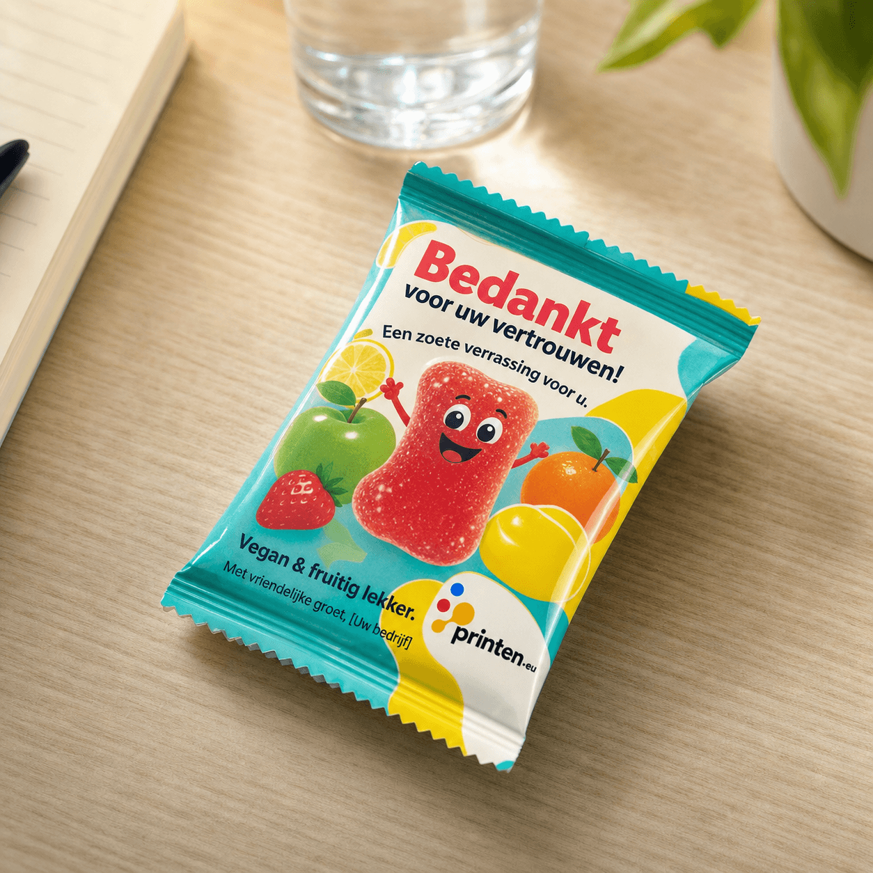 Vegan Fruitgums met Jouw Bedrukking – 60x85mm
