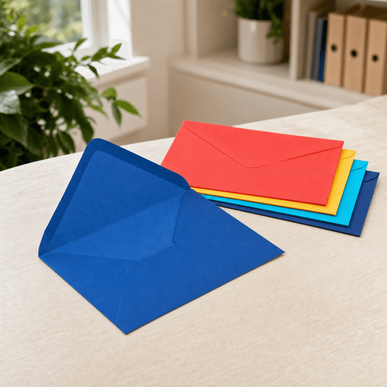 Gekleurde enveloppen met gegomde sluiting