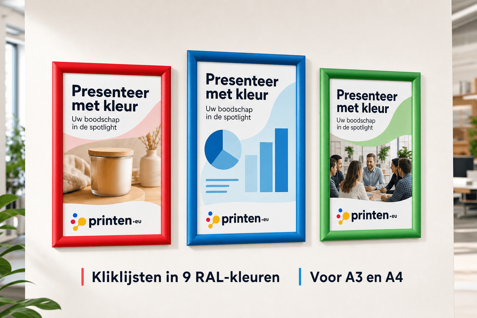 Gekleurde kliklijsten voor A3 en A4