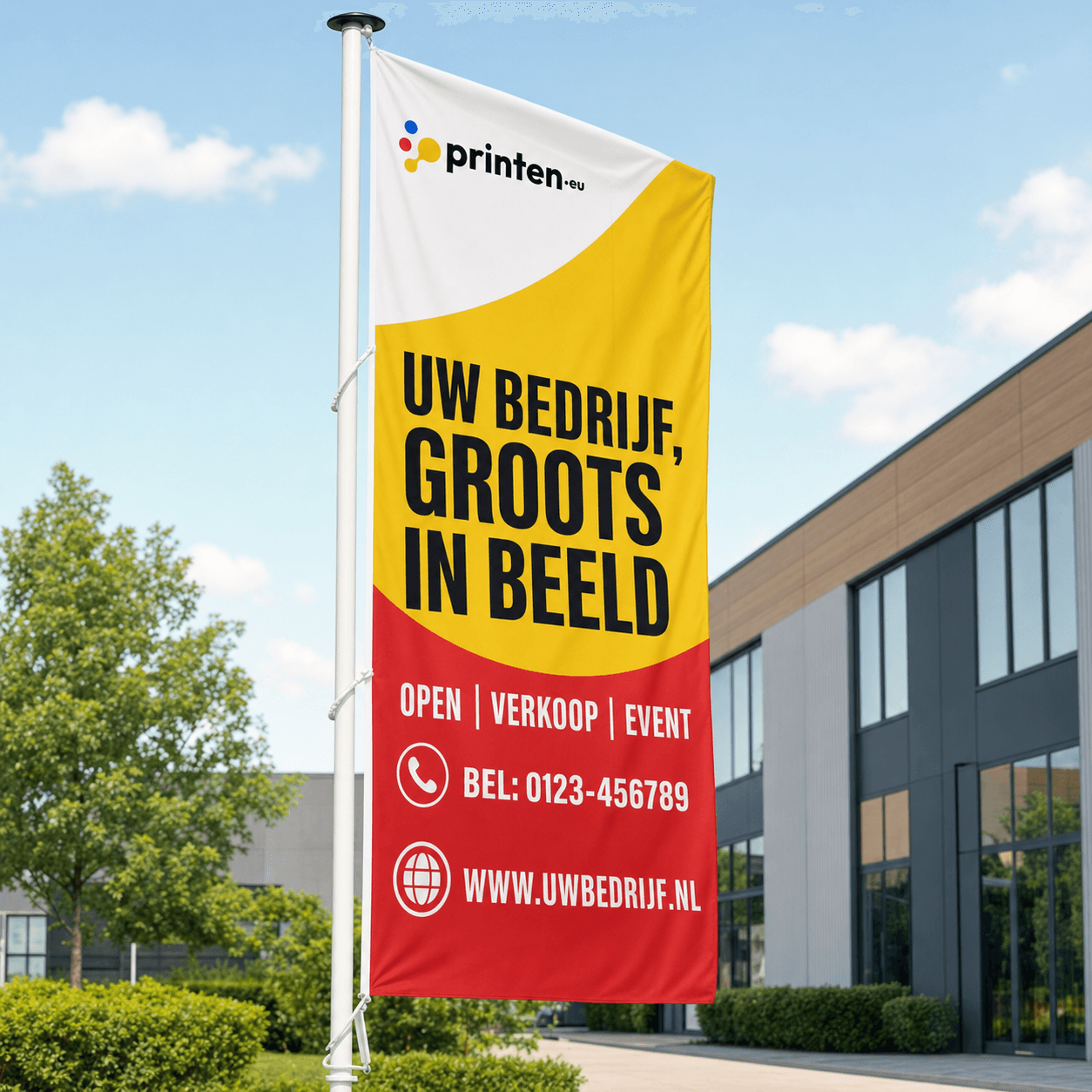 Hoogformaat mastvlag bedrukken – 100x200 tot 100x400 cm