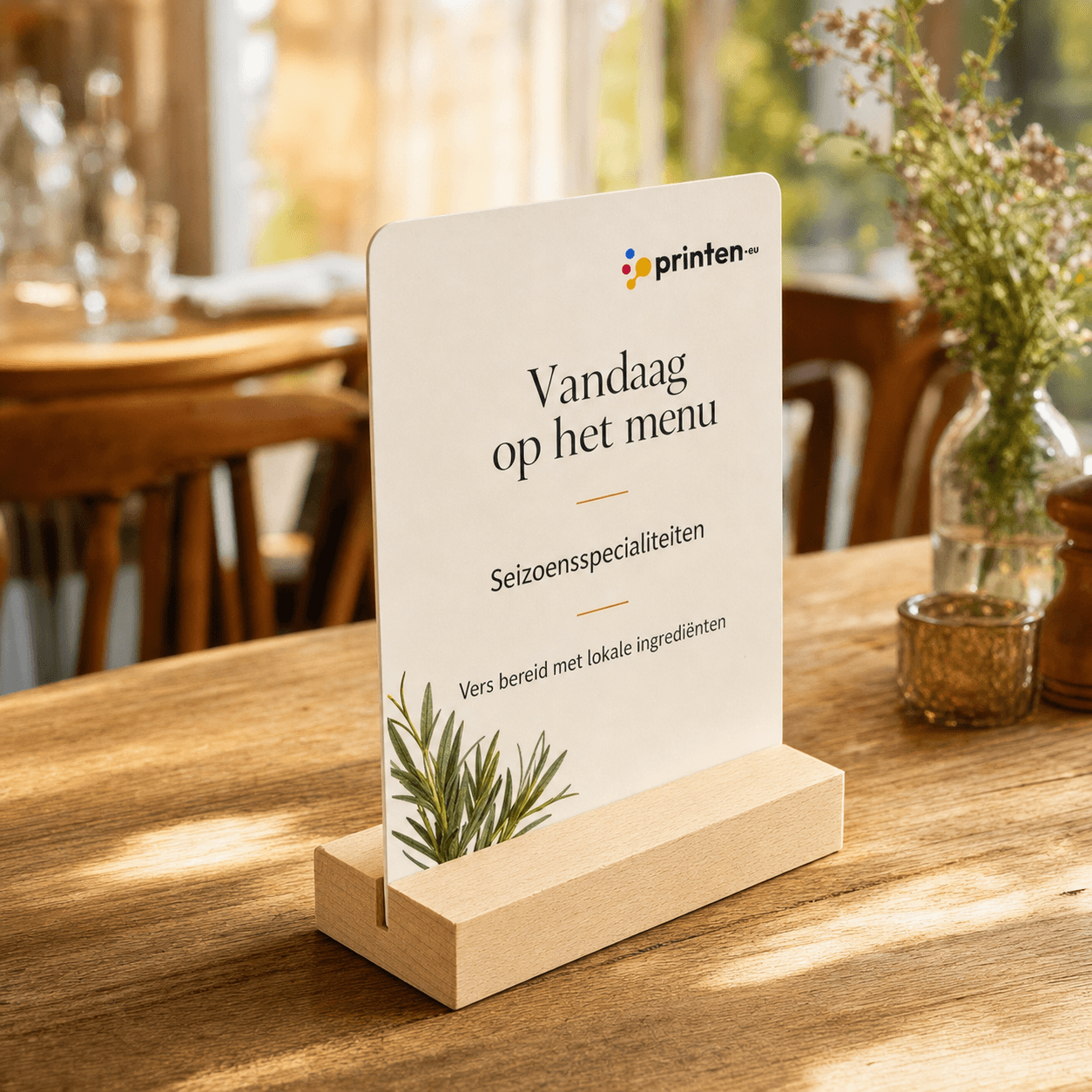 Houten kaarthouder voor menukaarten en tafelkaarten