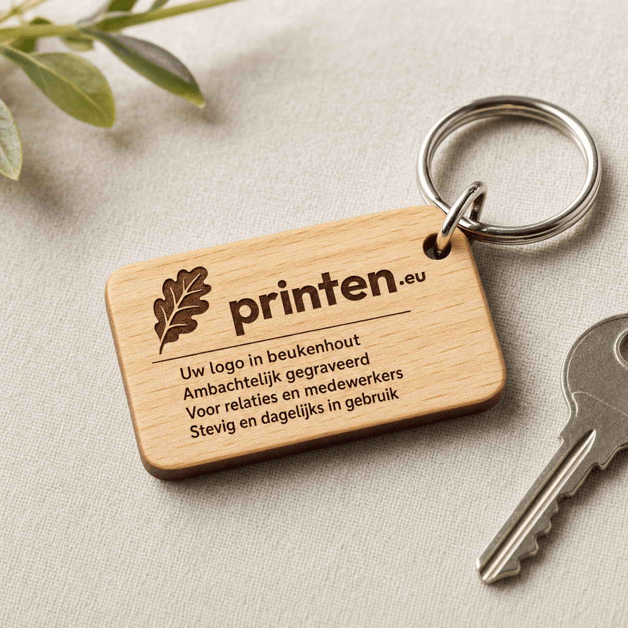 Houten sleutelhanger met gravure