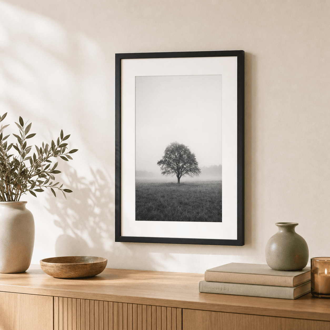 Ingelijste poster op 230g fotopapier met lijst en passe-partout