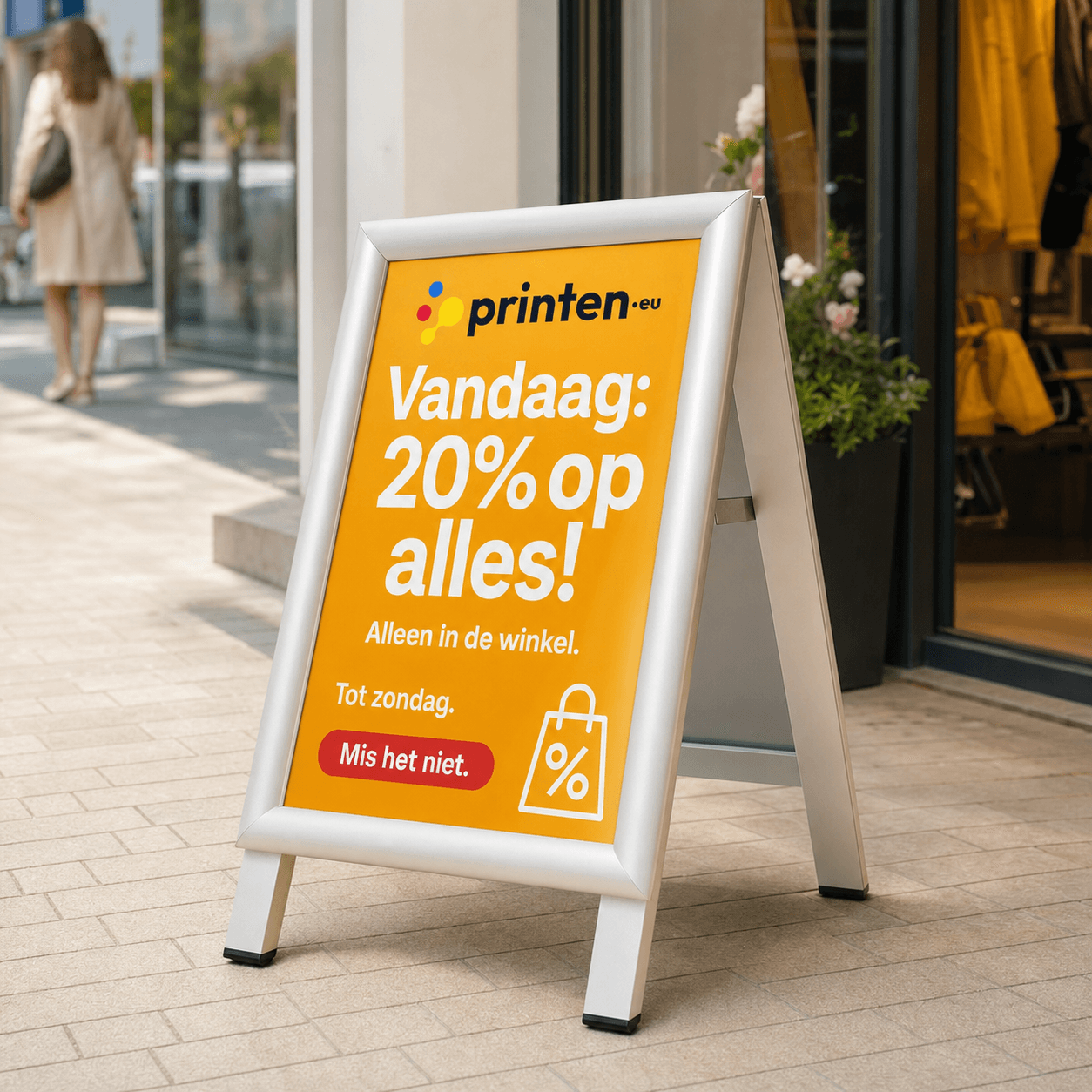 Klein A-bord voor A3 of A4 – Stoepbord met eigen bedrukking