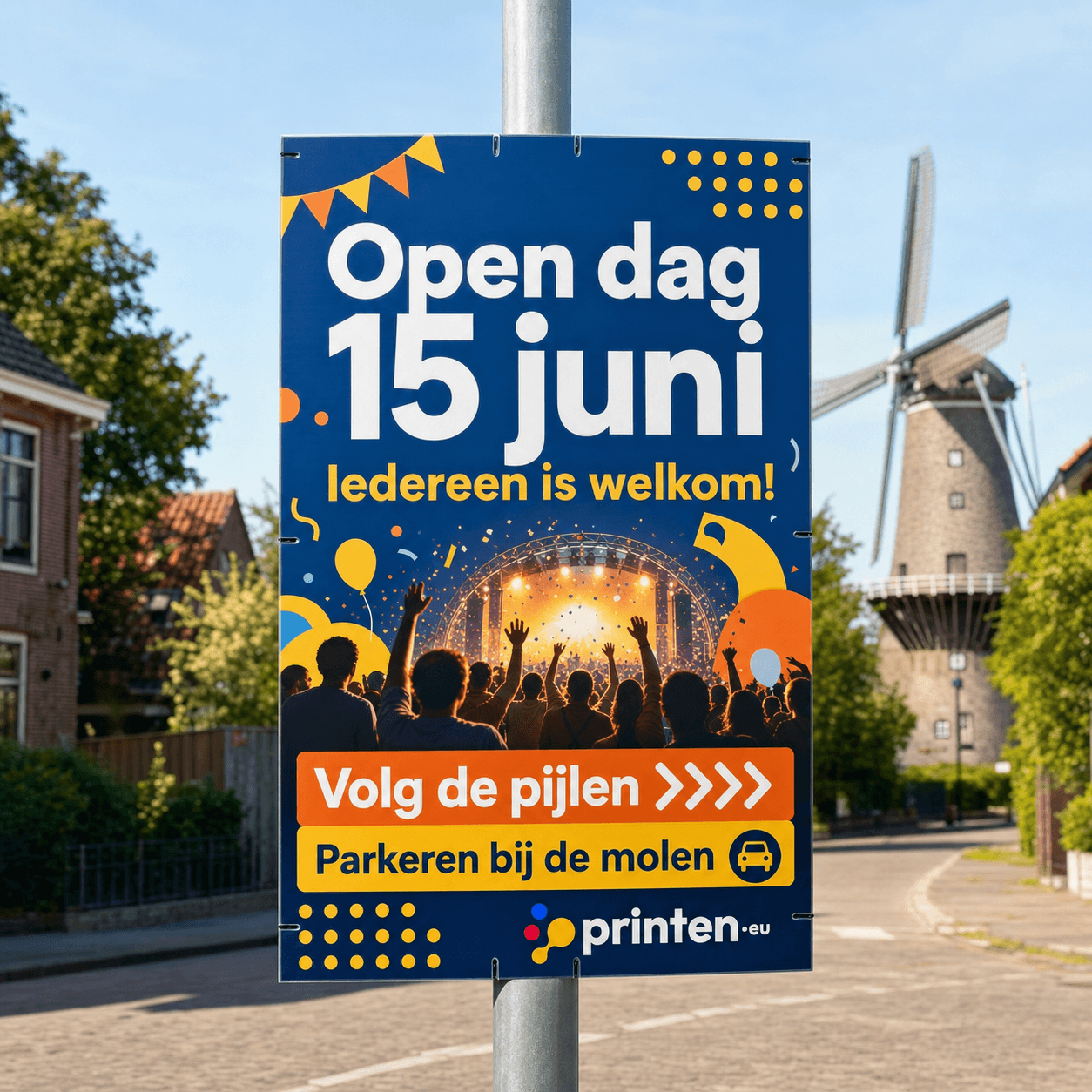 Lantaarnpaalbord 70x100 cm met 14 boorgaten