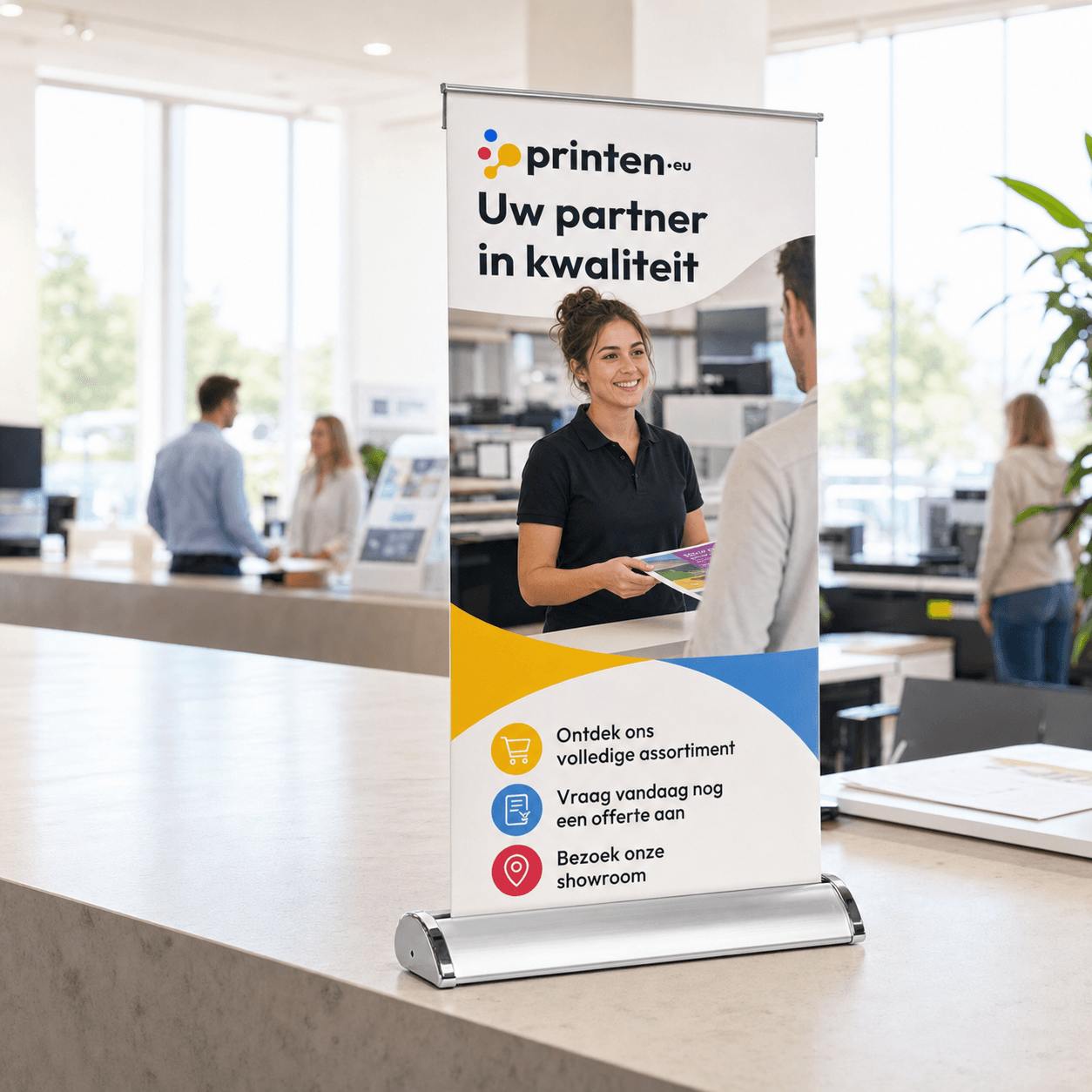 Mini roll-up banner bedrukken met cassette voor A4 of A3