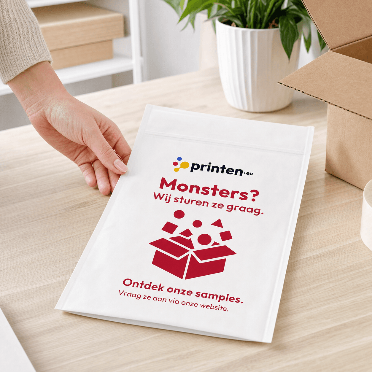 Monsterzakken met striplock – kraft wit 150 g/m², bedrukt of onbedrukt