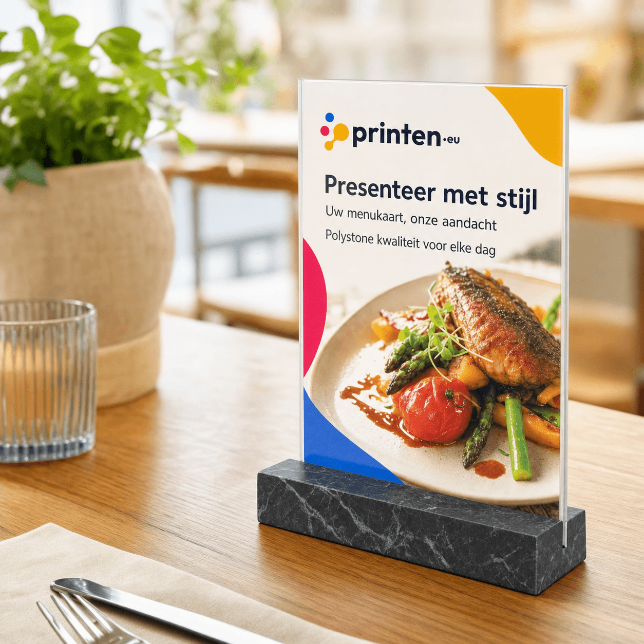 Polystone kaarthouder A5/A4 voor menukaarten en displays