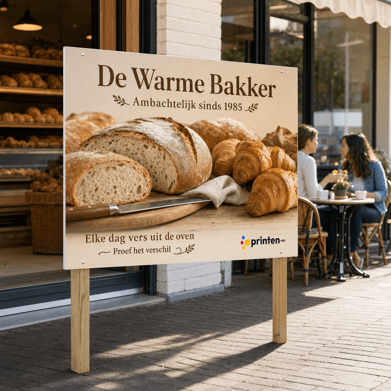 Reclamebord met full colour bedrukking voor buiten