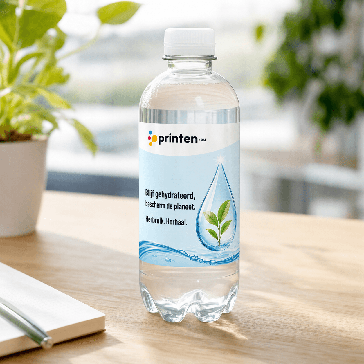 rPET waterfles 330ml met bedrukt etiket