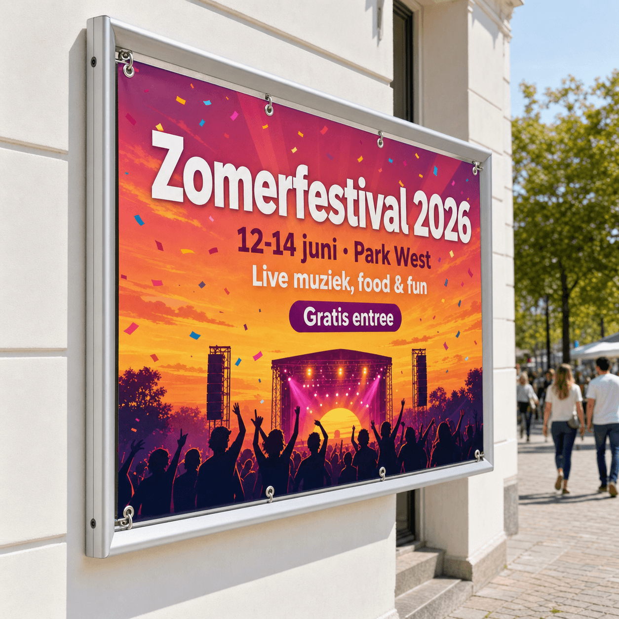 Triaflex spandoek met ringen - Full colour bedrukt