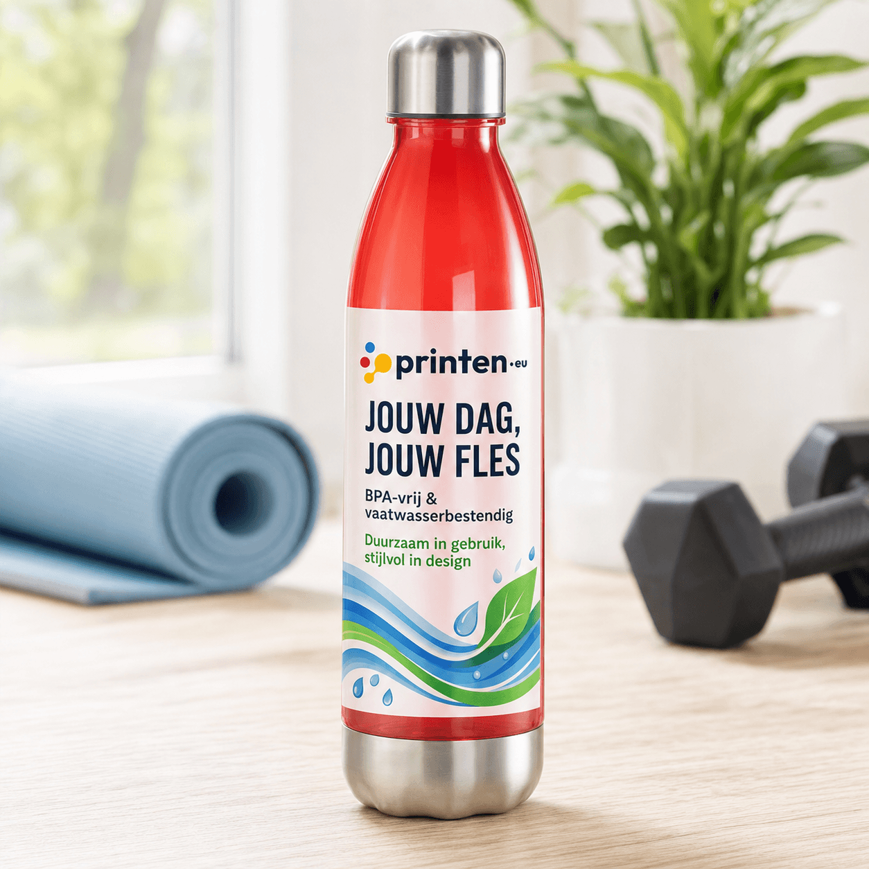 Tritan Drinkfles 600 ml met RVS Dop - Bedrukt