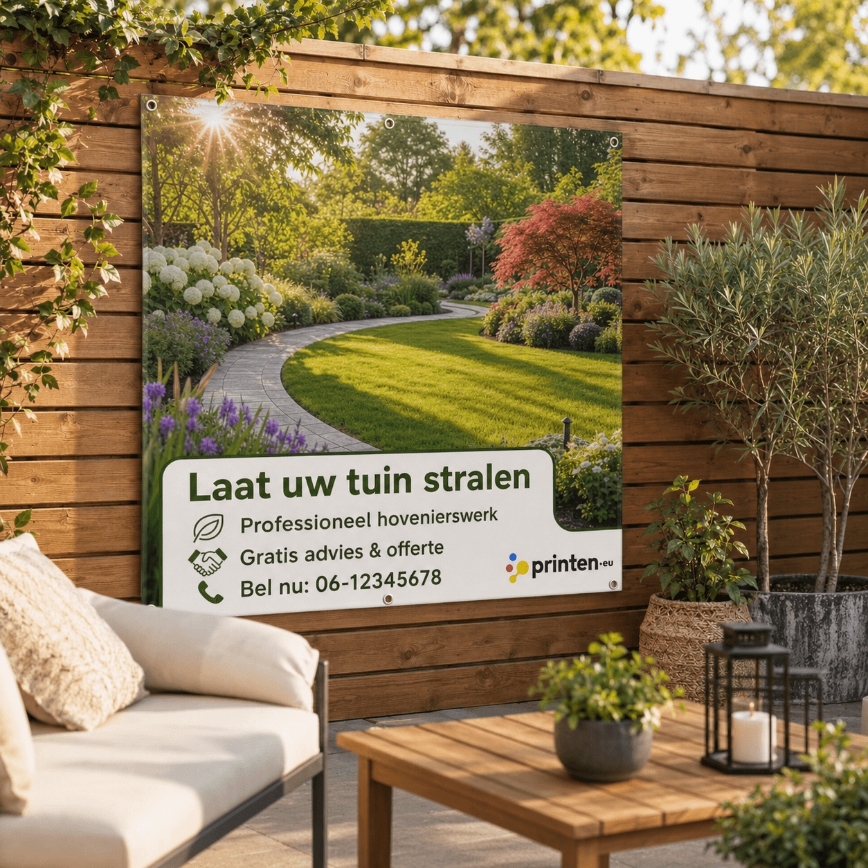 Tuinposter met ringen - Weerbestendig buitenformaat - productafbeelding 1