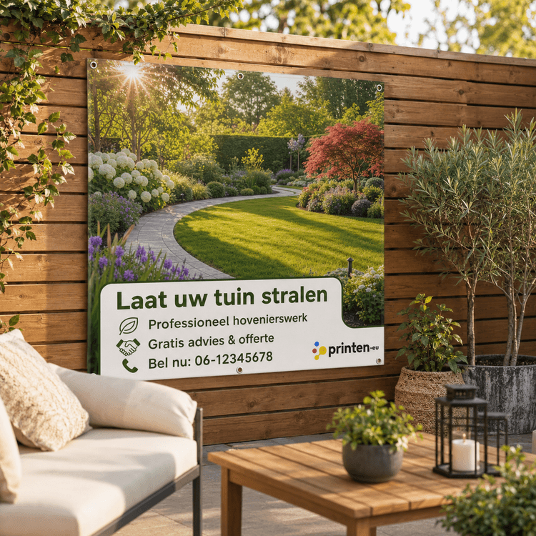 Tuinposter met ringen - Weerbestendig buitenformaat