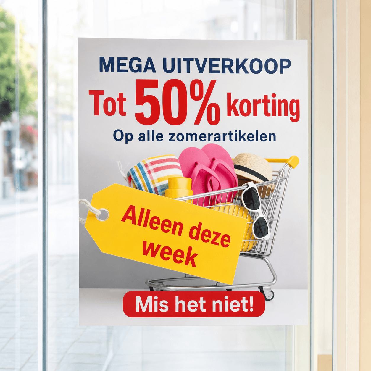 Zelfklevende poster op DOT folie – Full colour bedrukking
