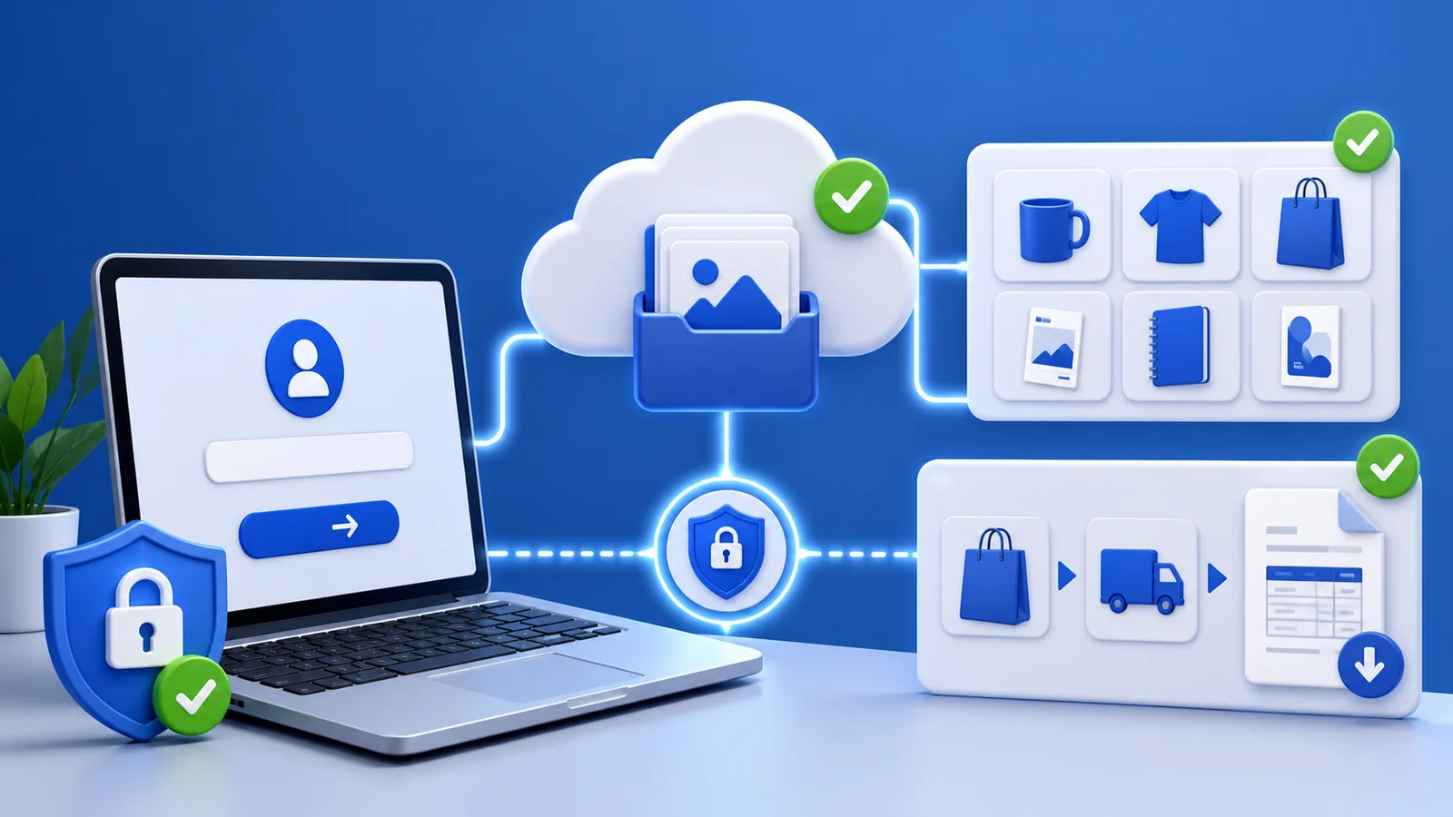 Veilig account, opgeslagen ontwerpen, orderhistorie en privacy